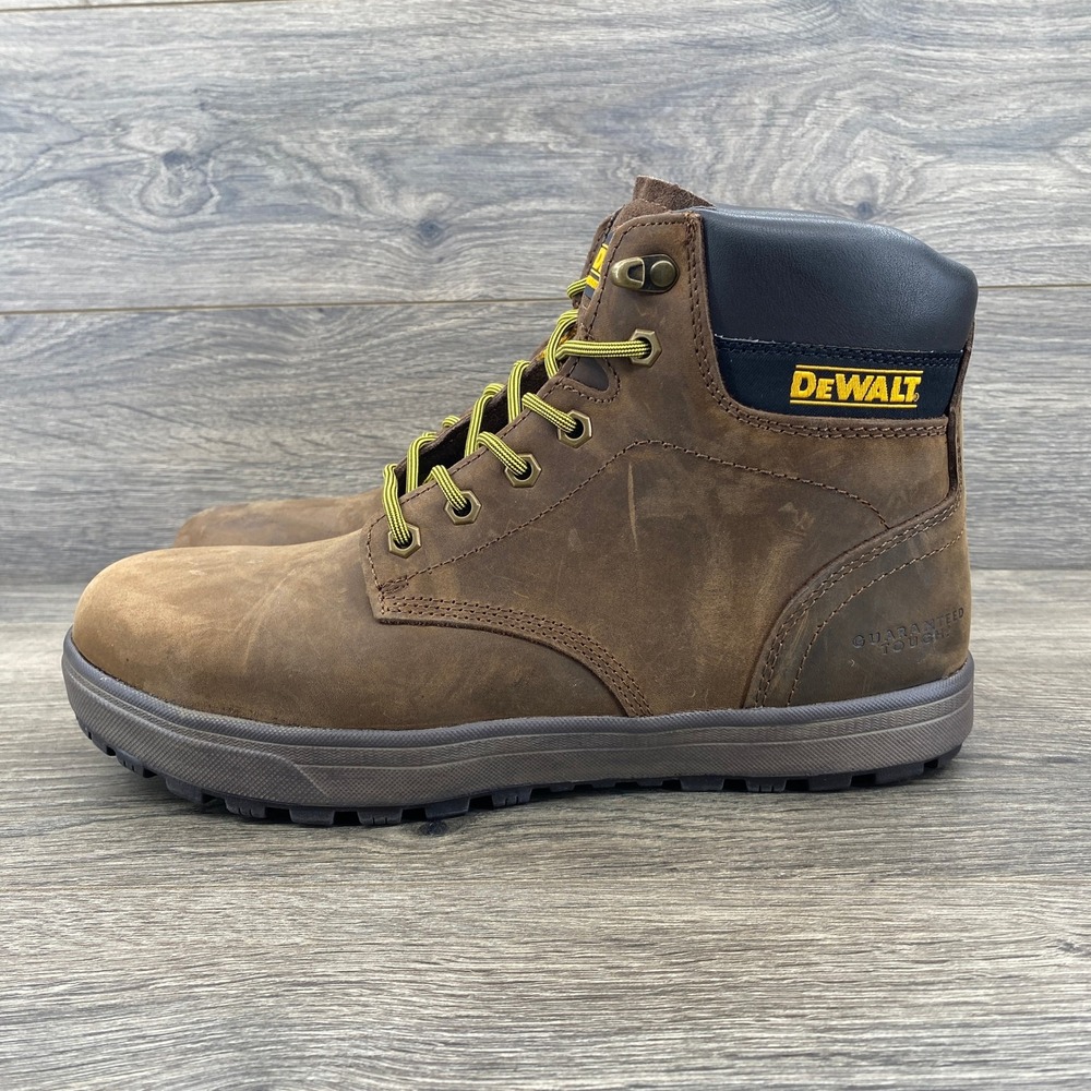 DeWalt Halogen Mens 9.5‎ M Brown Leather Work Boots ASTM Safety Safety Toe